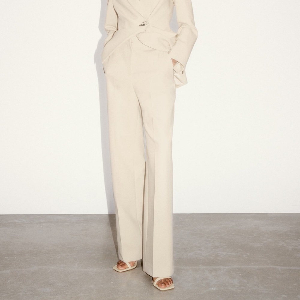 Zara off-white wide leg dress trousers